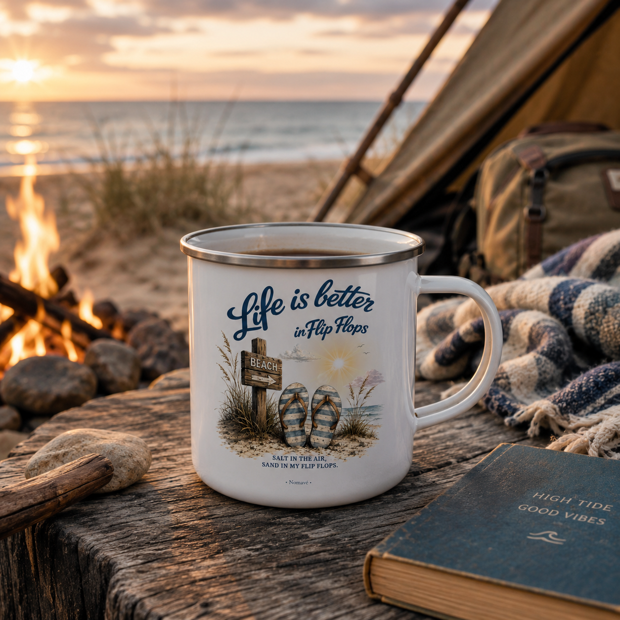 Life is better in Flip Flops – Camping-Emaillebecher | Emaille Tasse